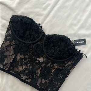 Express Black Lace Bustier